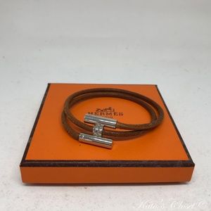 HERMES Brown and Silver Palladium H Bracelet